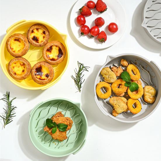 Air Fryer Silicone Baking Pan Reusable Non Stick Silicone Liner for Meats Vegetables Desserts Easy Cleanup Air Fryer