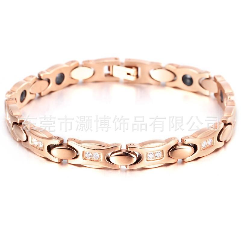 Titanium Steel Bracelet With Cubic Zirconia Stones Geometric Oval Design Women Fashion OL Style