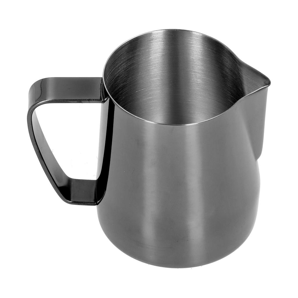 MultiPurpose Coffee Frothing Cup Stainless Steel Pointed Mouth Milk Froth Mug for Home(Black 600ml)