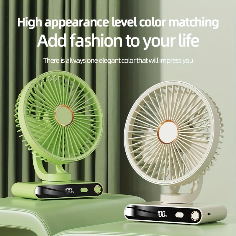 Desktop Portable Handheld Fan,2000Mah Rechargeable Fan Features Five Speed Settings, Night Light Option, And a Digital Display