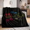 1Pc Neon Game Controllers Flannel Blanket, Soft And Comfortable, Casual Warm, Camping Travel, Christmas, Halloween Xmas Gift L1122