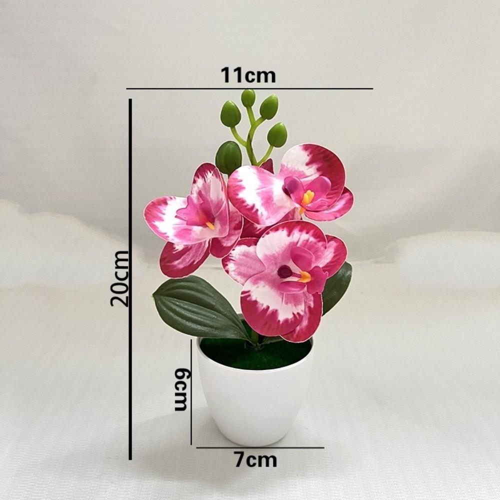 White Flower Pot Artificial Orchid Bonsai Multi-Bloom Artificial Faux Plants  Home Decor