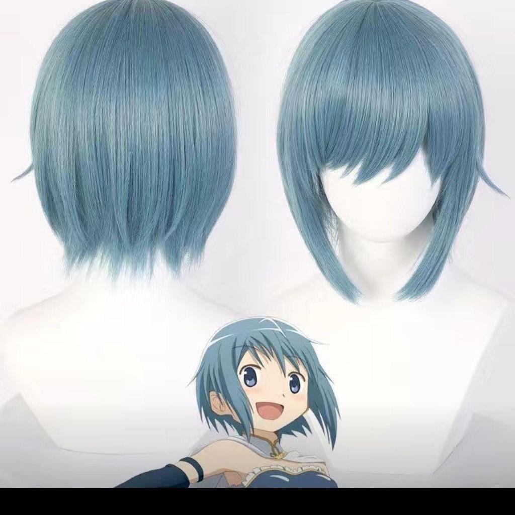Anime Cosplay Wig, Miki Sayaka Sky Blue Short Bob High-Temperature Fiber Synthetic Hairpiece