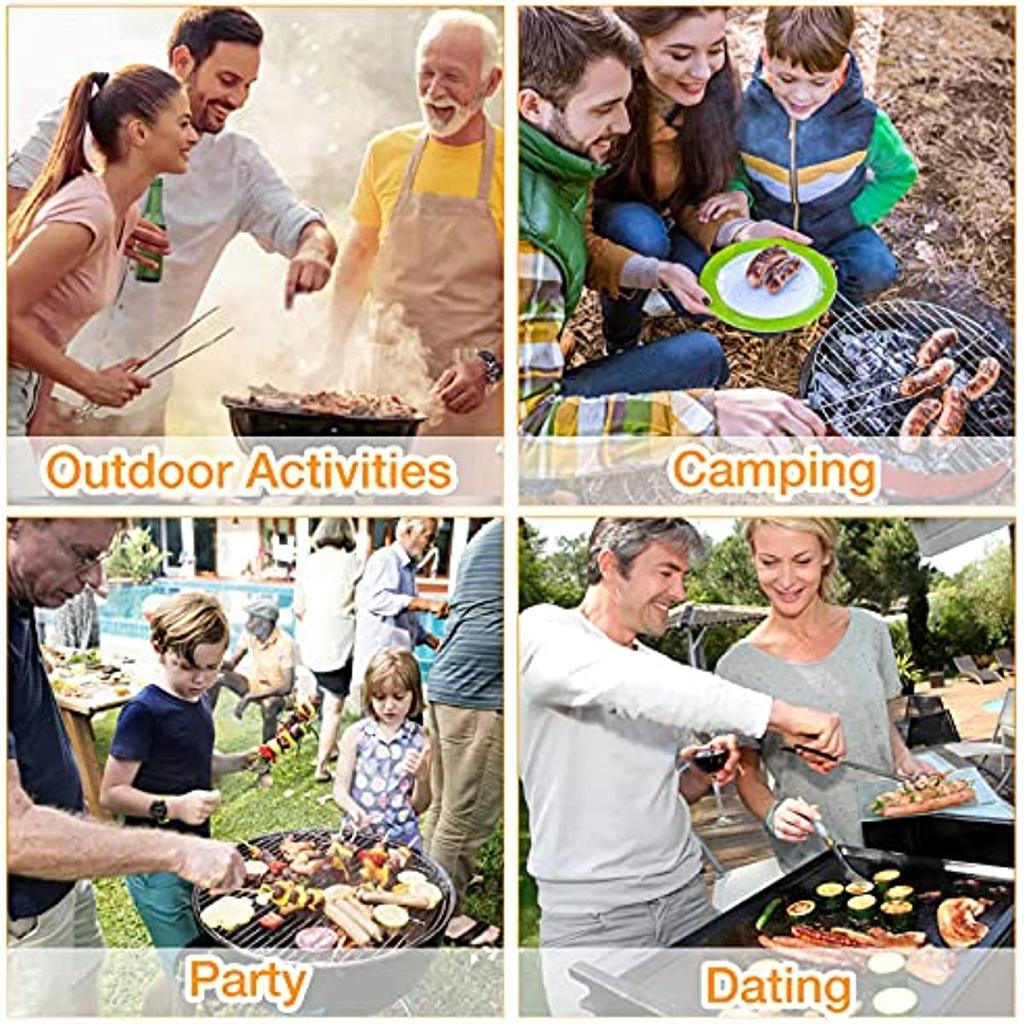 8PCS/SET BBQ Tool Accessories Set Stainless Steel Extended BBQ Kits Camping Backyard Campfire Kitchen Picnic Supplies