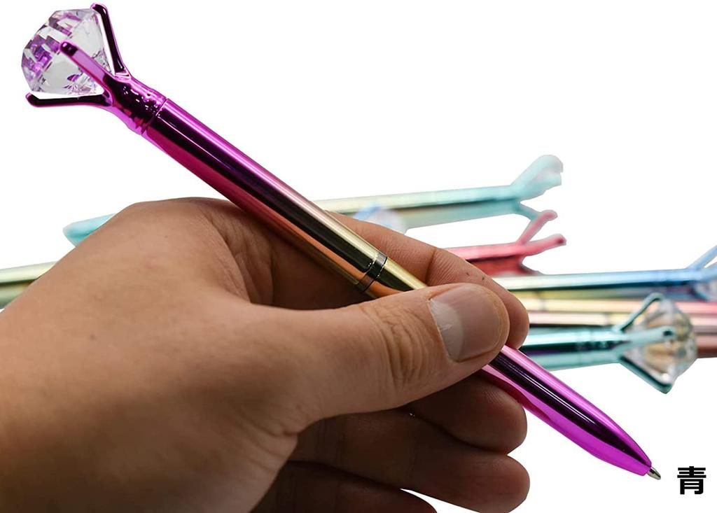 Maydahui Stylish Diamond Ballpoint Set of Blue Students Pens, 12, 0.5mm, Oil-Based Ink, Cute, Sparkly, Stationery, Gift, Present, Children,