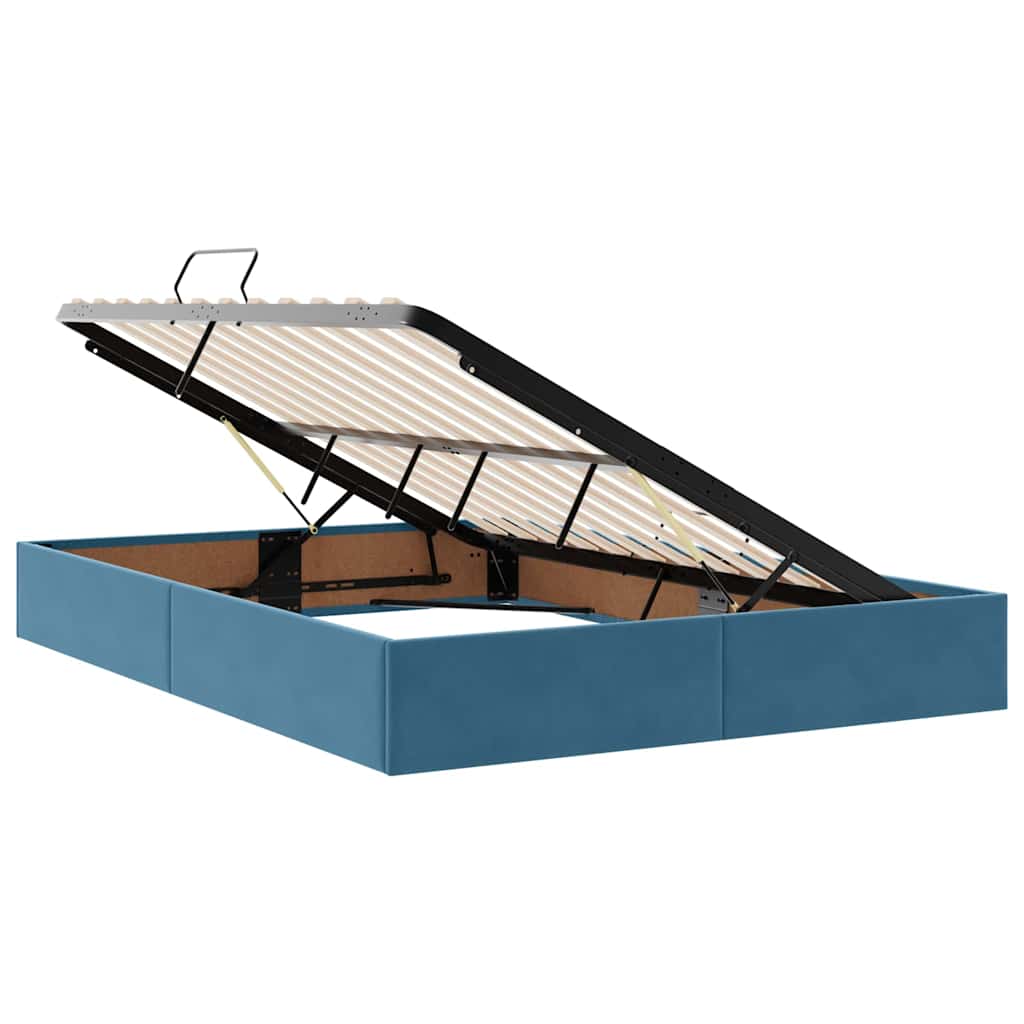 Storage Bed with Mattress Dark Blue 140 x 200 cm Velvet
