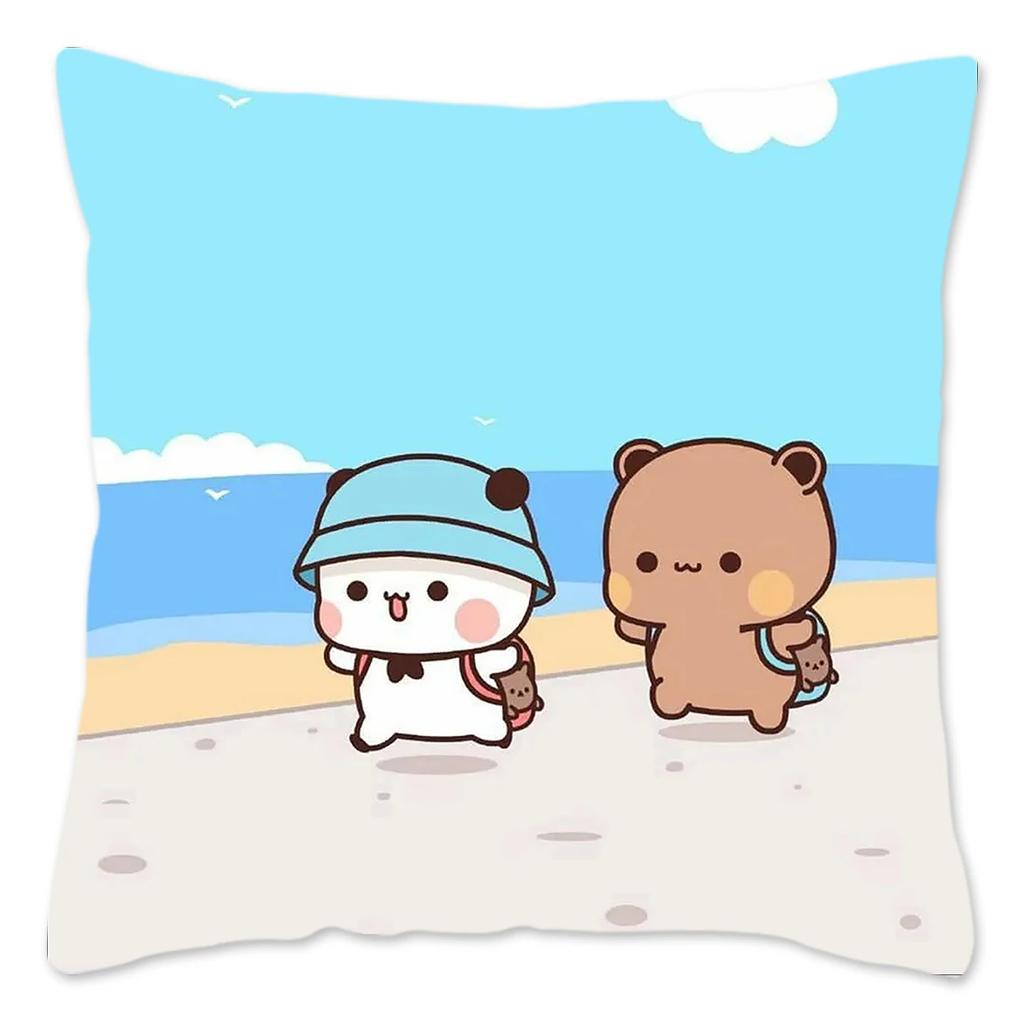 Povlak na polštář Bubu a Dudu Domácí dekorace Polyesterový povlak na polštář na pohovku Povlak na ozdobný polštář Zábavný Roztomilý Potisk Panda Medvědů