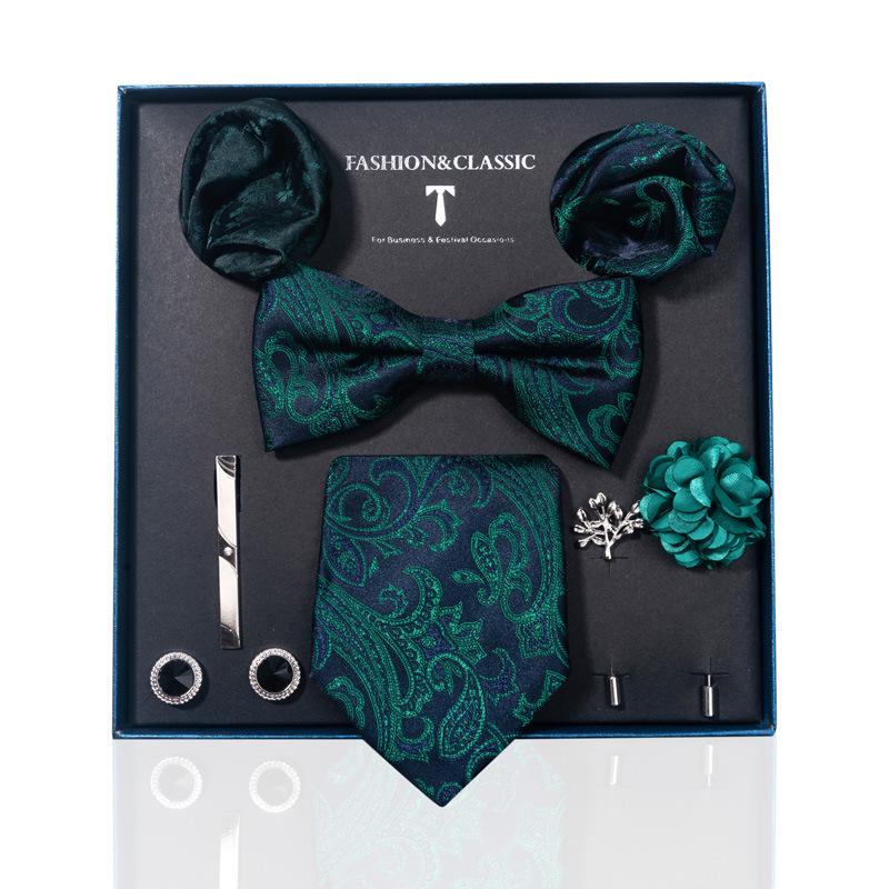 Luxury Groom Tie, Pocket Square & Boutonniere Gift Set for Weddings