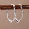 Simple  Silver Color Metal Geometry Petal Hoop Earrings for Women Jewelry