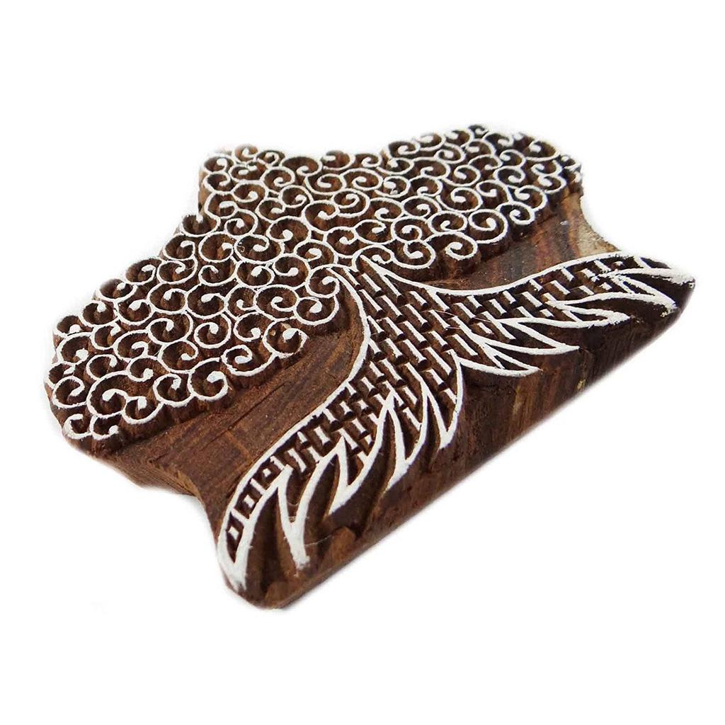 IBA Indianbeautifulart Designer Wooden Craft Block Tree Pattern Traditional Indian Printing