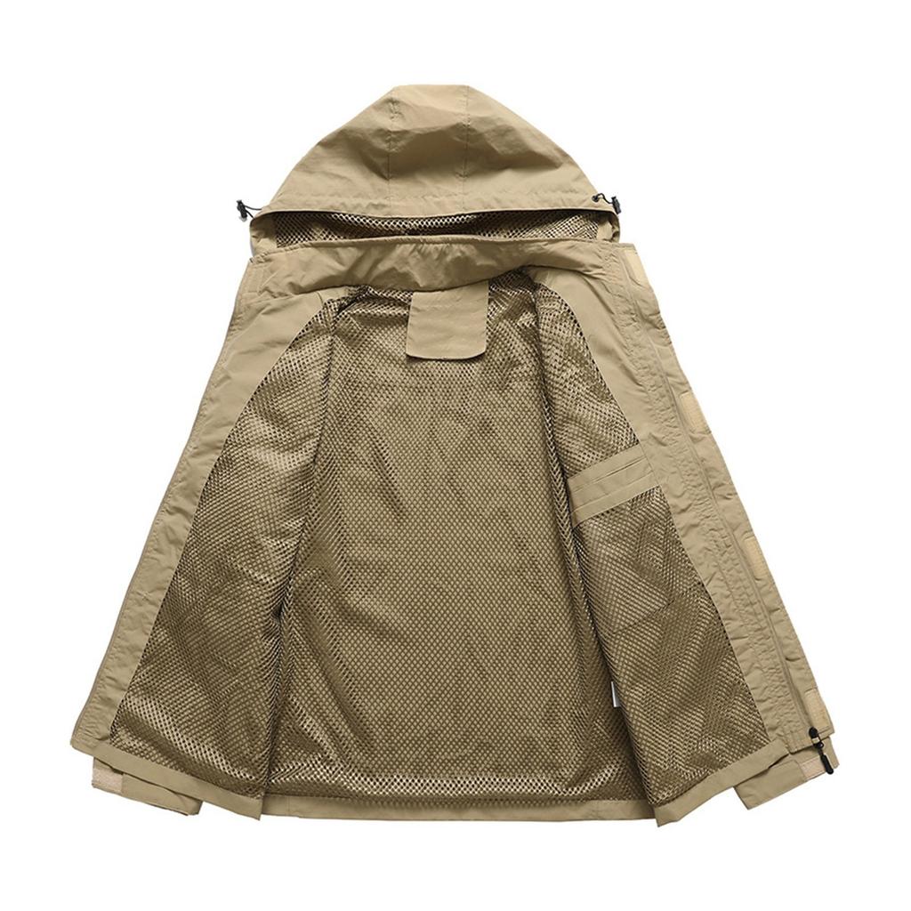 Men's Solid Color Detachable Outdoor Workwear Casual Loose Zipper Pocket Long Sleeve Jacket