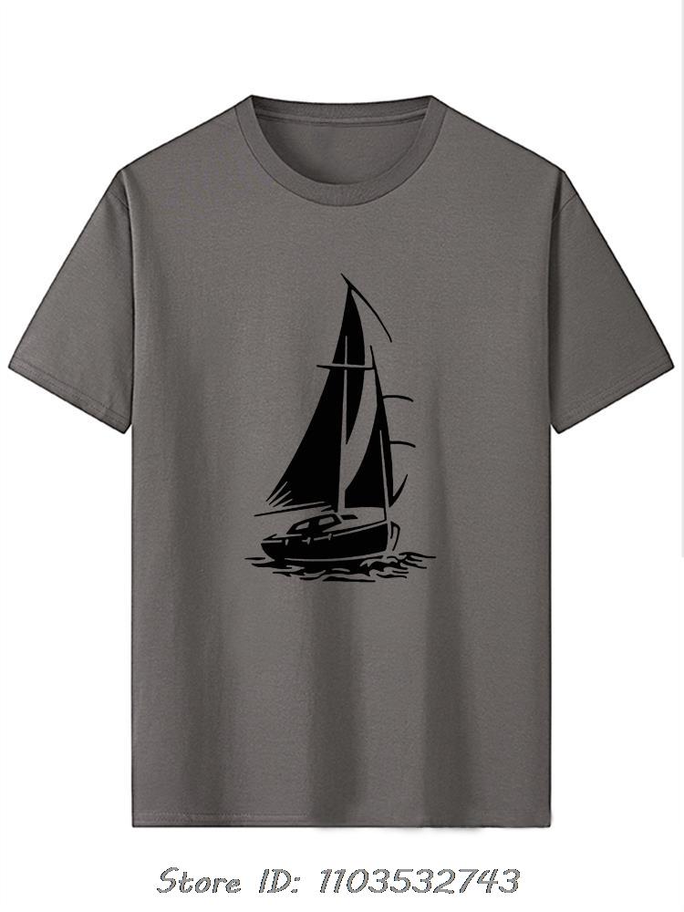 Men's Clothing Oversized T-shirt Funny Yacht Boat Ship Sea Ocean Waves Casual Fitness T Shirt Handsome Raglan Cotton Tshirt