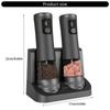 Automatic Nonrust Steel Salt And Pepper Mill With LED Battery Display Adjustable Coarseness Double Speed Mode