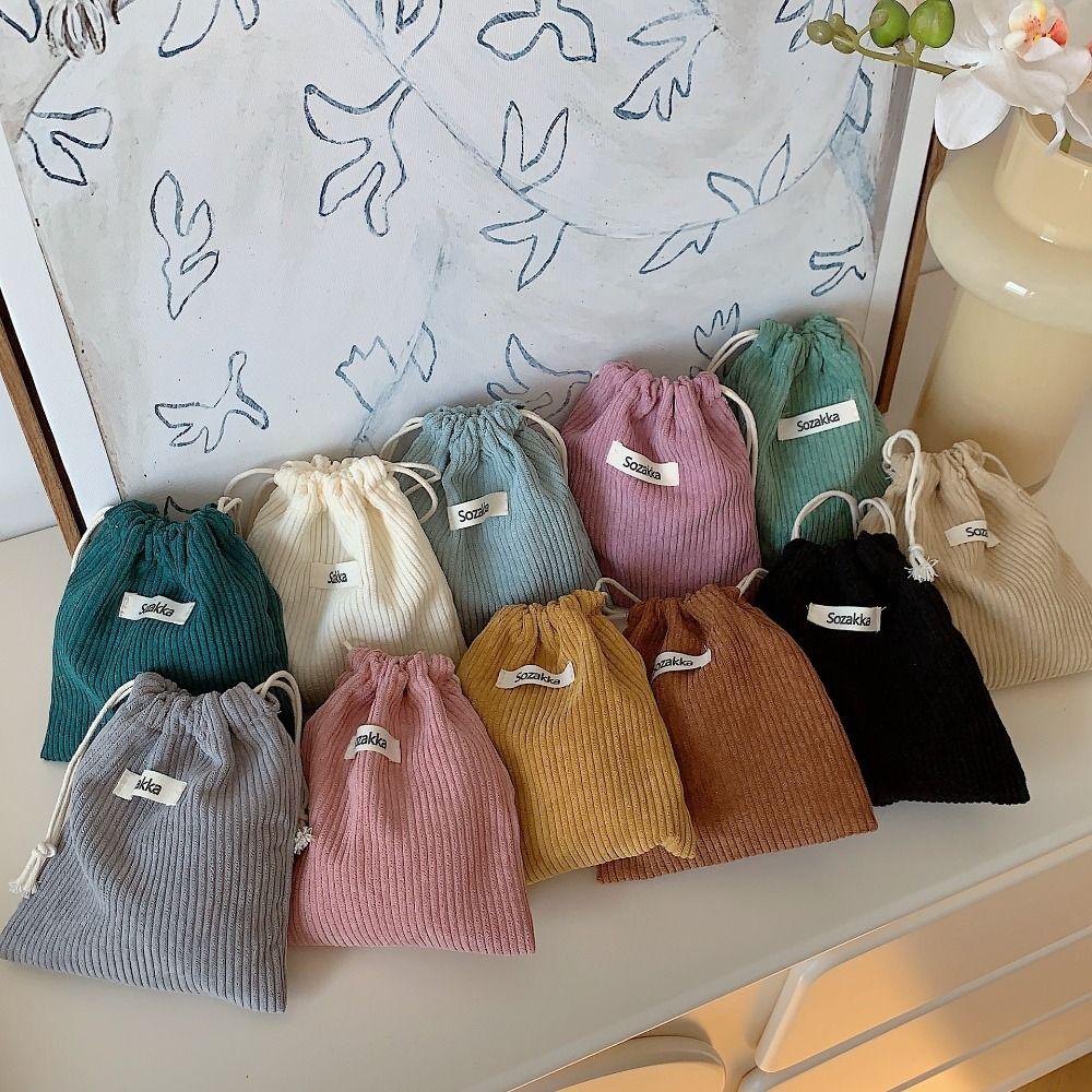 

Solid Color Storage Bag Soft Jewelry Storage Bag Fashionable Drawstring Closure Bag Small Objects