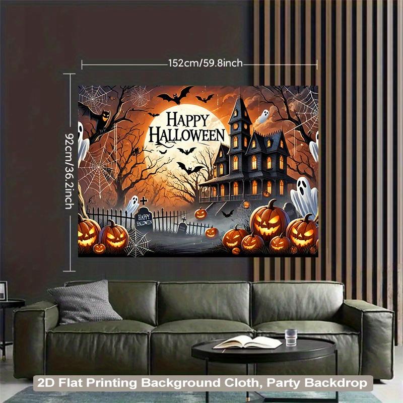 1 ks Strašidelný Gotický Strašidelný Dům Netopýři Duchové Dýně Dekorace Pozadí Halloweenská Kulisa Dekorace Pro Foto Studio Večírek