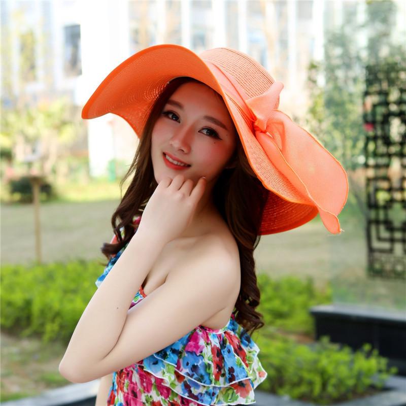 Beach hat shade summer straw hat big edge hat children foldable sun hat travel seaside versatile vacation