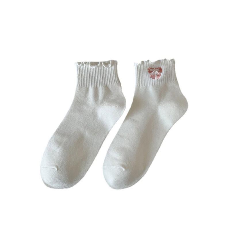 Womens Socks,Casual Ruffle Ankle High Socks Breathable Cool Cotton Knit Lettuce Crew Socks Sweet Japanese Ankle Socks One Size