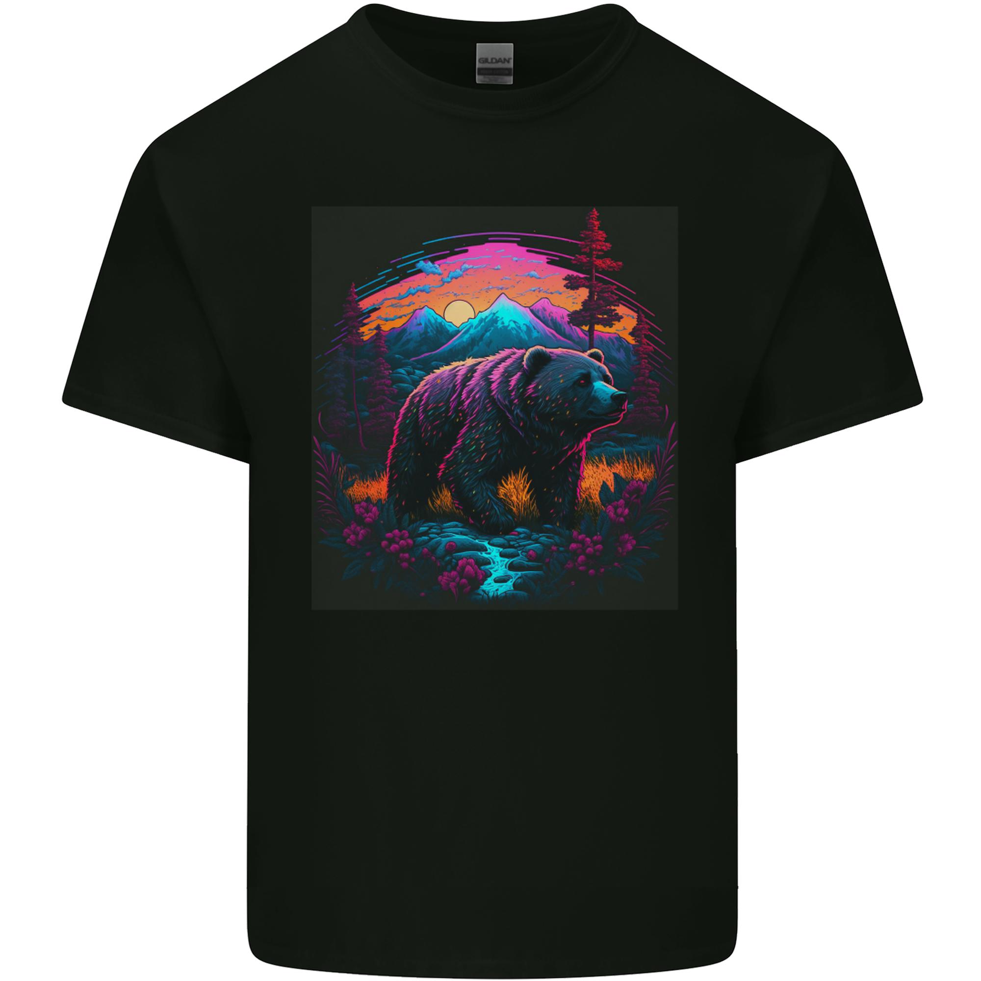 A Grizzly Bear in a Retro Wilderness Unisexs Light Cotton TShirt S