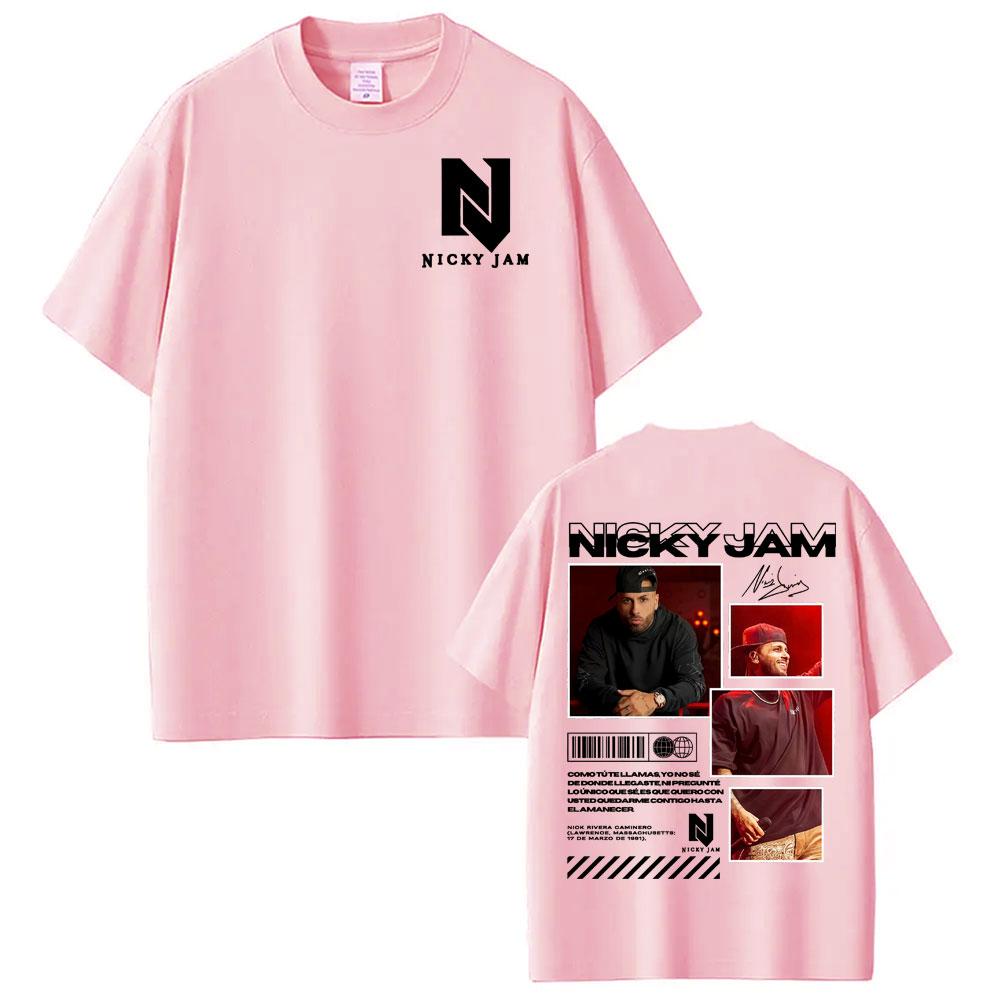 T-shirts Graphiques de Tournée d'Album du Rappeur Nicky Jam Vêtements Unisexe Mode Hip Hop Street T-shirt Coton Confort T-shirts à Manches Courtes