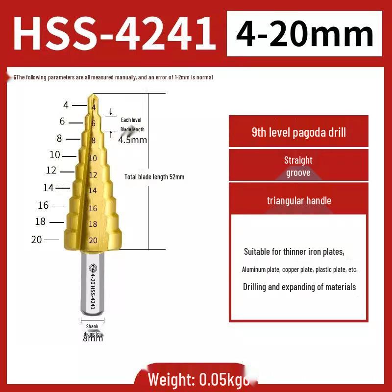 Tiangong Pagoda High-Hardness Universal Step Drill Bit Set for Stainless Steel