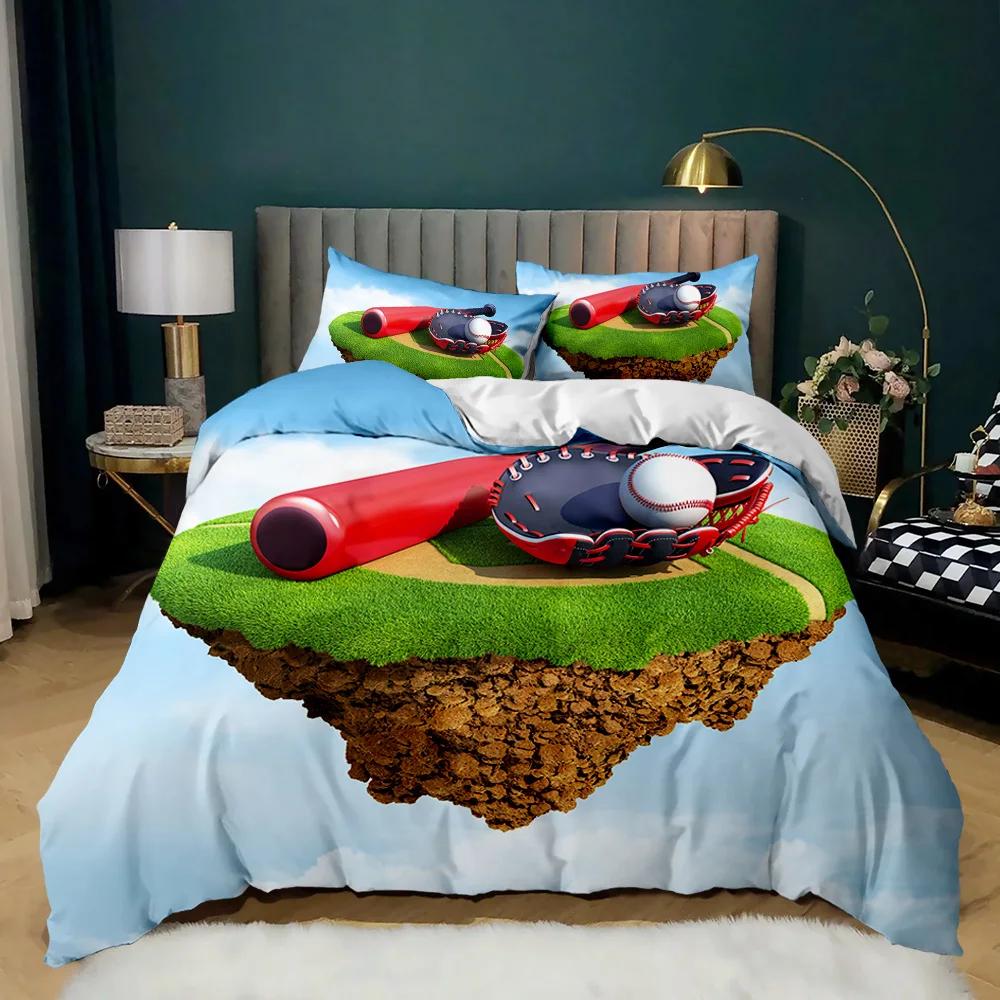 Baseballová sada povlečení Sportovní téma Klučičí Dětská Sada ložního prádla 3D Baseballové ložní prádlo Dvojlůžko Queen Size King Size Polyesterový povlak na přikrývku