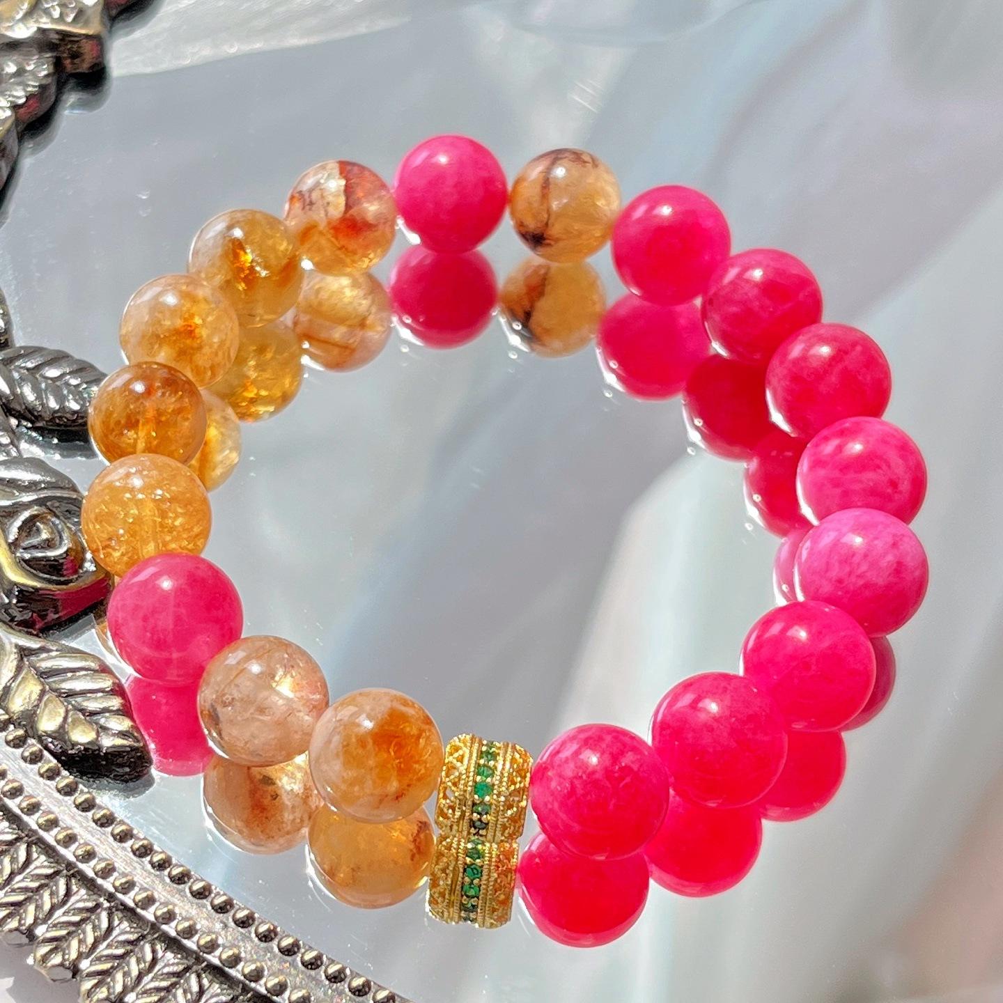 10M Ruby Quartzite Natural Honey Milk Cap Citrine Bracelet