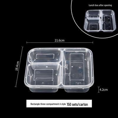Disposable Rectangular 3-Compartment Meal Prep Containers