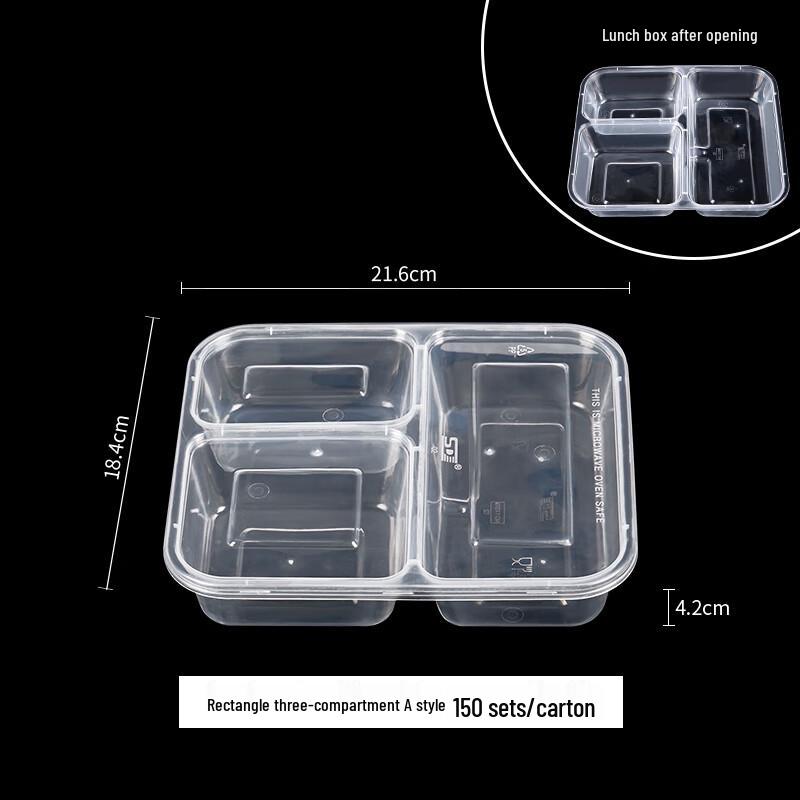 

Disposable Rectangular 3-Compartment Meal Prep Containers
