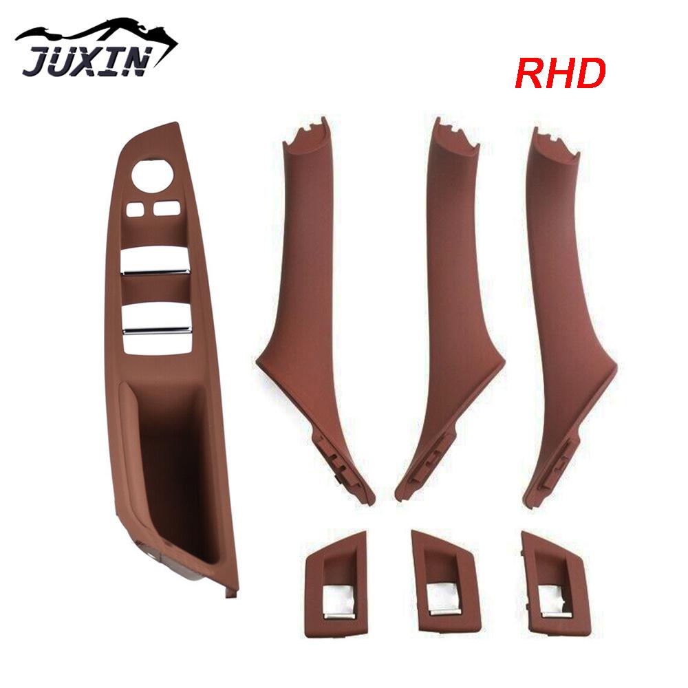 Inner Door Panel Handle Pull Trim Set Window Switch Armrest Pane Fit For BMW 5 Series F10 F11 7PCS RHD