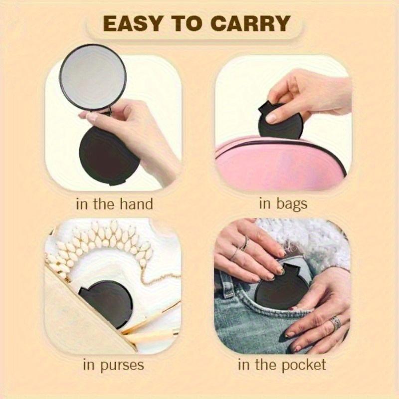 20/50pcs Pink Black Portable Mini Folding Makeup Mirrors - Women's Travel Daily Grooming Mirror, Durable Plastic Frame