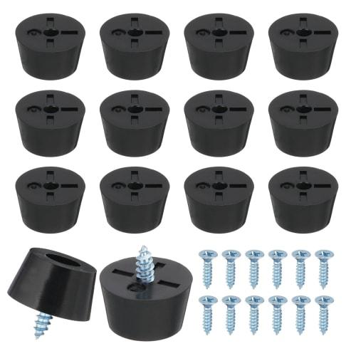 PATIKIL Rubber Furniture Feet Pads, 15x12x8mm, Anti-Vibration, Anti-Slip Bumpers, 3mm Screw-In, Round Black Pads, for Electronics, Furniture, Cutting