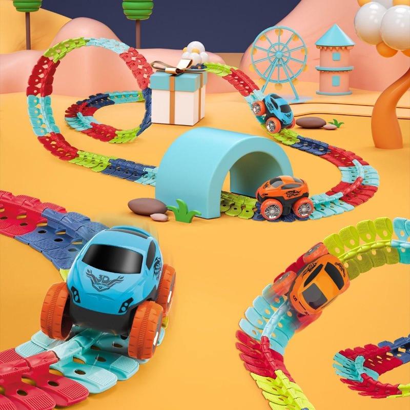 Children's Interchangeable Track Magic Racing Car Set, Flexible Train and Scooter Gift Toy for Boys Aged 3-14