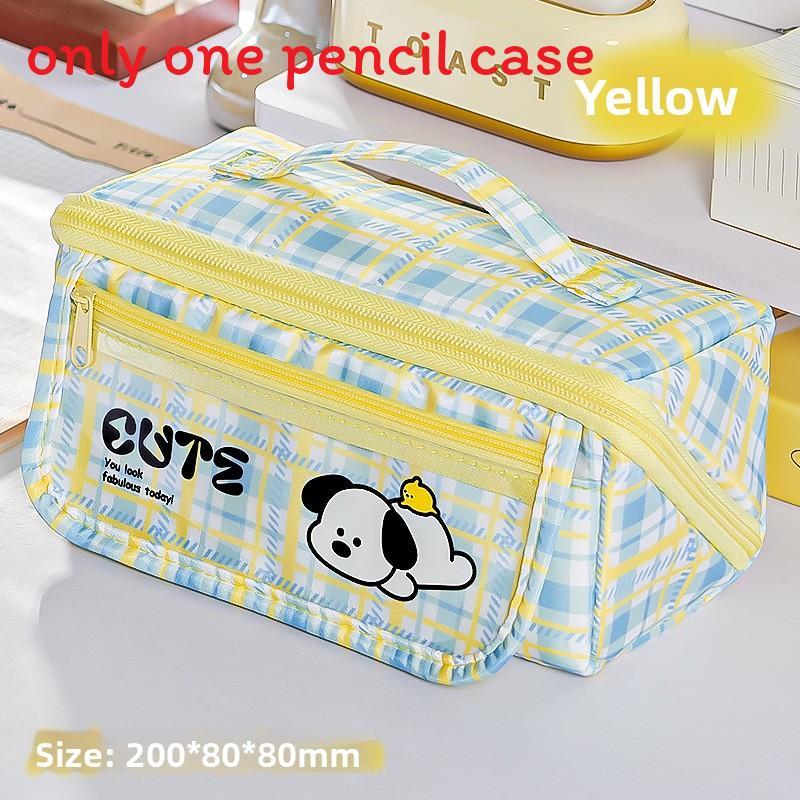 Cartoon Dog Pen Case With Large Capacity For Students Durable Fabric Storage Bag