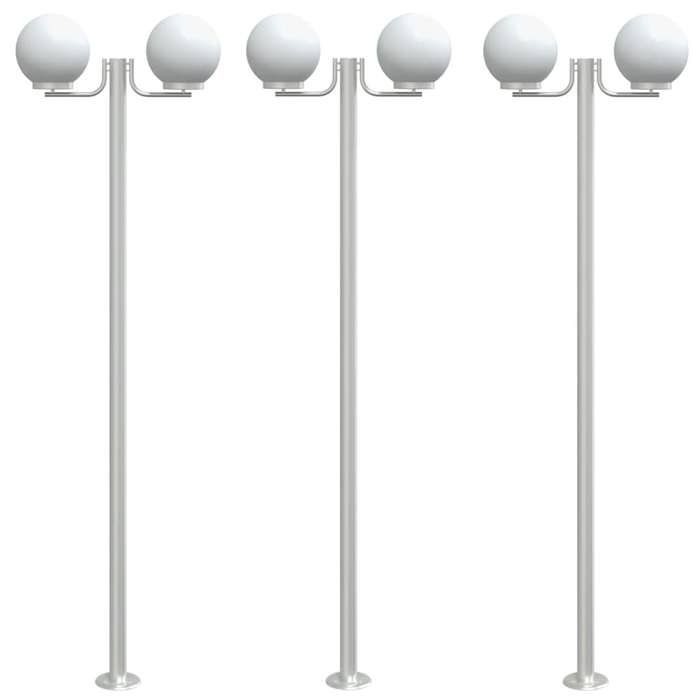 VidaXL Lampadaires d'extérieur 3 pcs argenté 215 cm acier inoxydable, éclairage au sol d'extérieur, éclairage au sol de 4006389