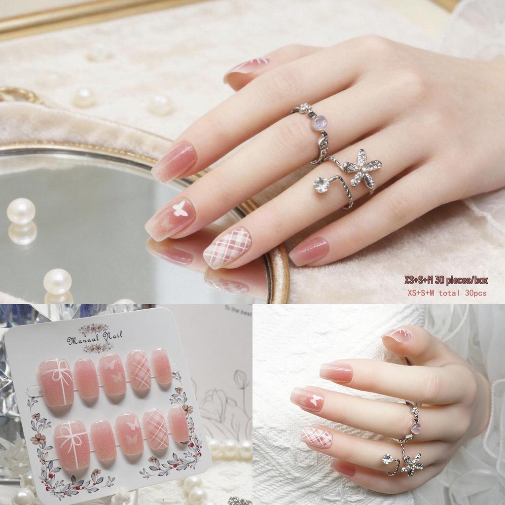 French Bow Press-On Student Nails: Handmade Short, Gentle Daily Wear