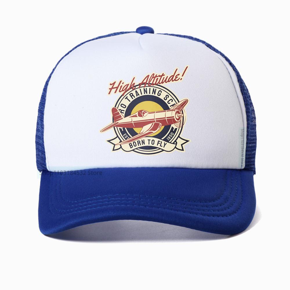 Lustige Höhenlage GEBOREN ZUM FLIEGEN Vintage Flugzeug Baseballkappe Unisex Harajuku Sommer Mode Netz Atmungsaktiv Truckerhut