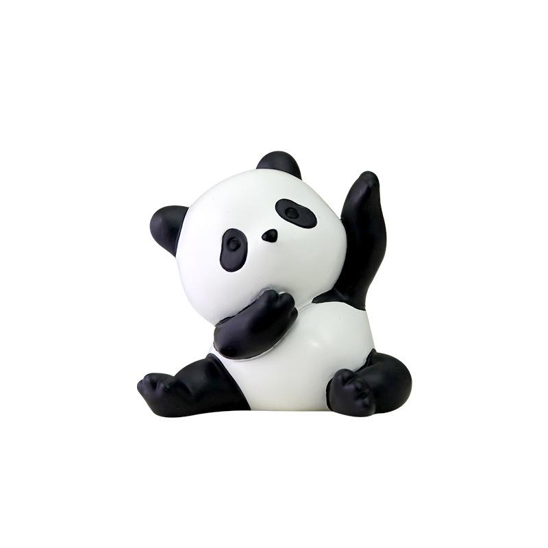 Little Panda Handmade Figurine, Cute Cake for Car Decoration, Tabletop Resin Small Handicraft, Small Animal Toy