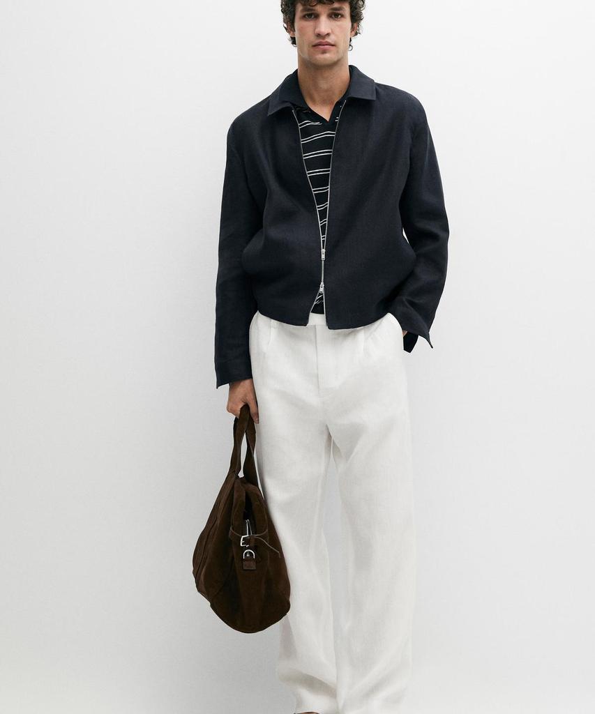 Masimodutti 100% Linen Pintuck Detail Pants