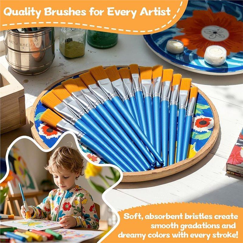 Premium-Large Acrylic Paint Brushes 40-Piece Set, 0.8 Inch Craft Brushes Suitable For Oil, Watercolor And Body Painting
