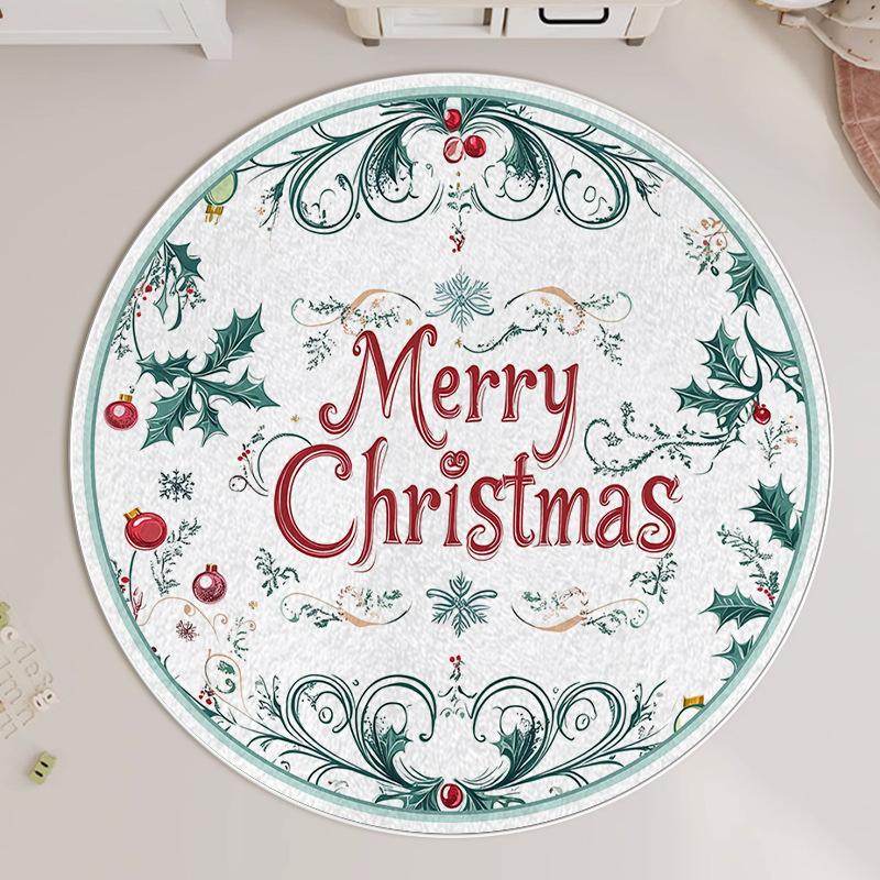 Christmas Round Carpet Atmosphere Washable Dirt Resistant Full Spread Sofa Coffee Table Blanket Christmas Tree Festive Decoration Mat