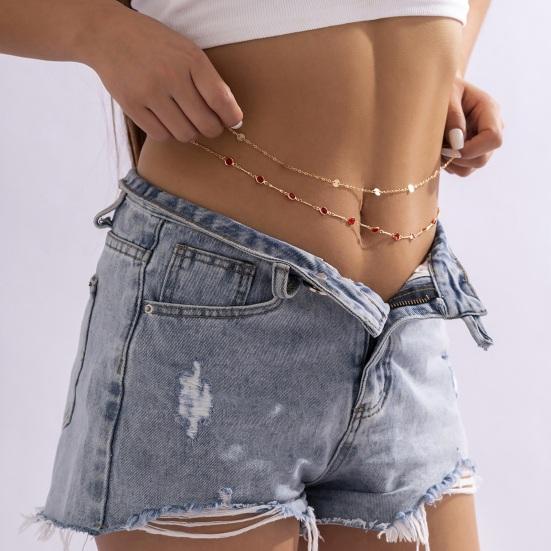 Women Waist Chain Double-layer Sequin Adjustable Length Hollow Out Belly Dance Performance Waist Jewelry Parties Festivals Nightclub Body Chain