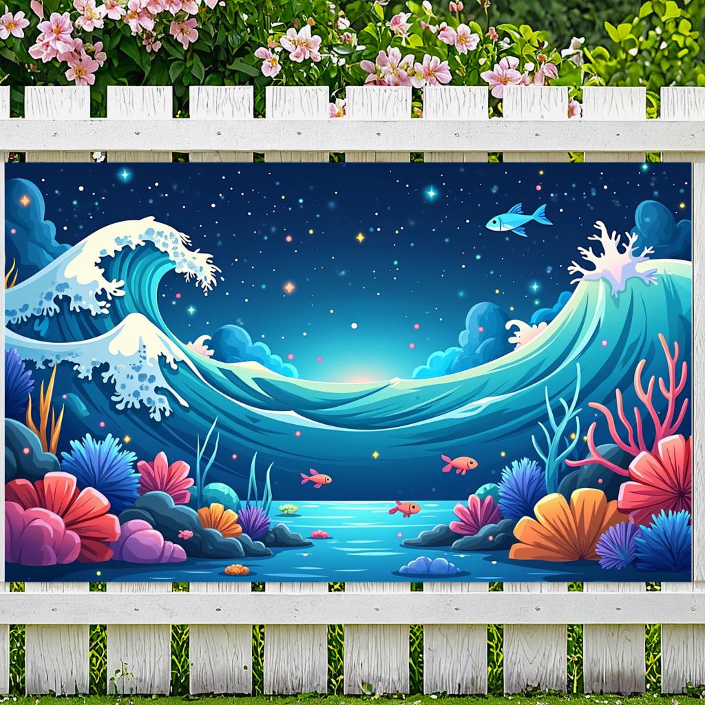 Ocean Display Vibrant Mural Themed Murals Eye-catching Design for Party