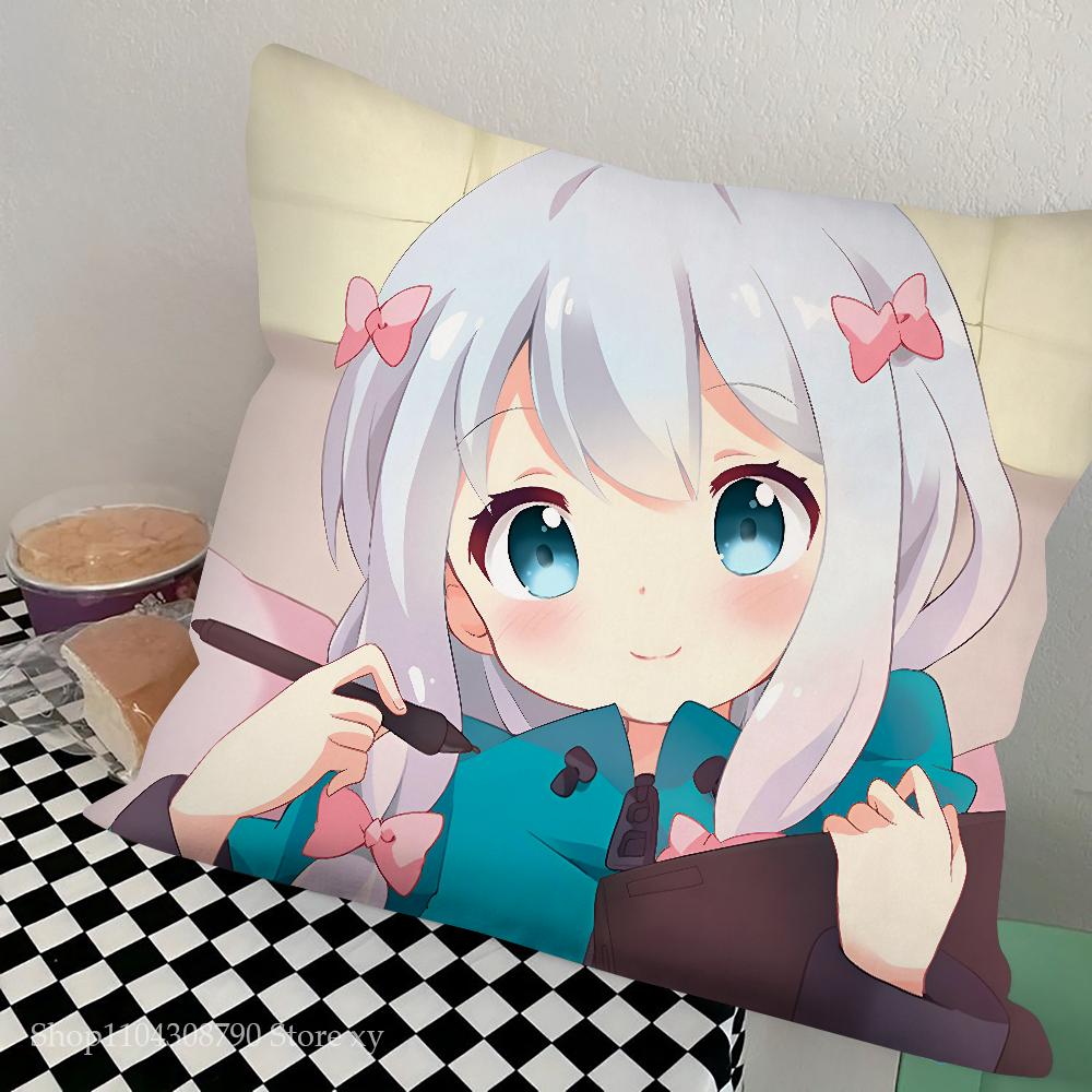 Anime Izumi Sagiri Pillow Case Square Pillow Bedroom Sofa Leisure Comfort Cushion Car Living Room Home Decoration