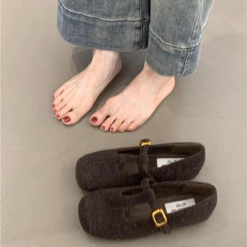 Autumn Woolen Fabric Women Flats Shoes Shallow Round Toe Shoes Ladies Comfort Ballet Style Mary Jane Shoes