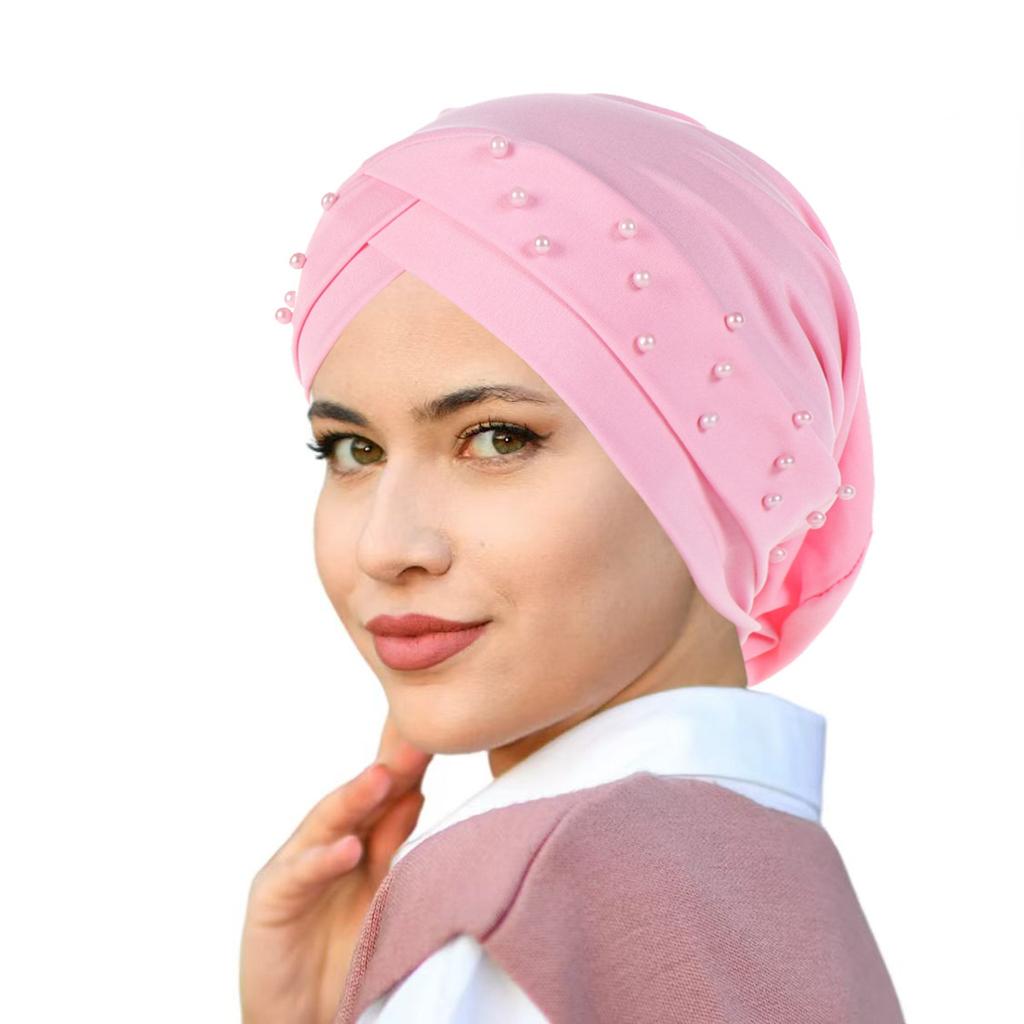 Elastic Fabric Cross Forehead Indian Hat Beaded Headscarf Hat Chemotherapy Hat