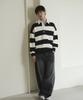 THE GREEN LAB Striped Rugby Collar Sweatshirt [Black]