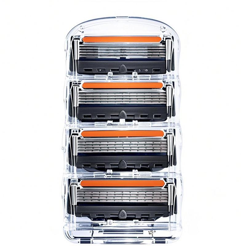 

Портативная пятислойная мужская бритва с ручным управлением и вращающейся головкой - Оранжево-черная, Острая, Прочная, Моющаяся 4 heads оранжевый/чёрный