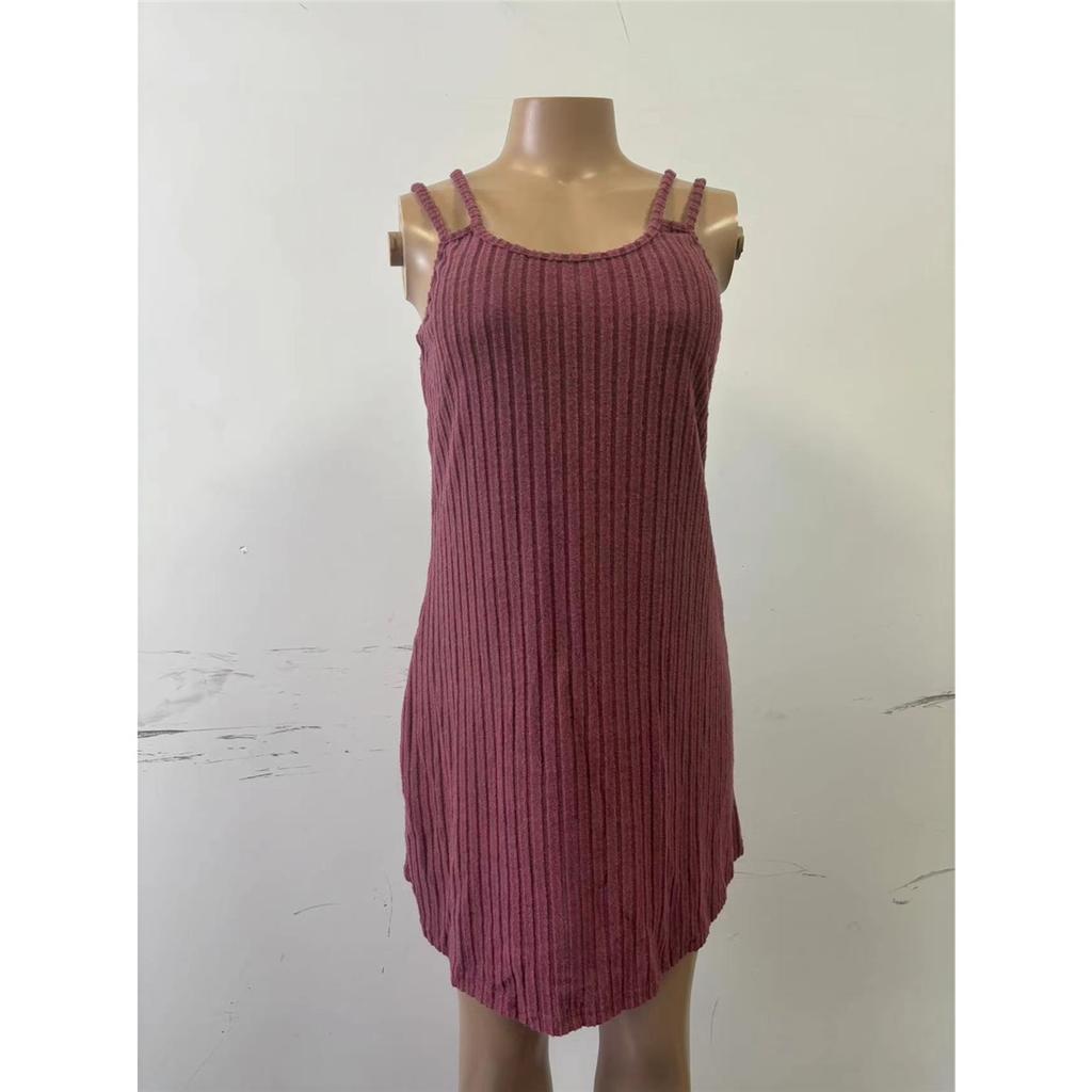 Women's Solid Color Casual Plus Size Suspender Vest Dress Clothes Sale
