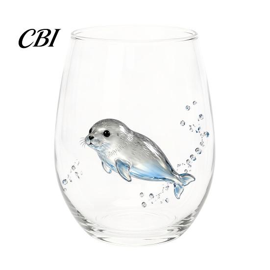 Elegant Celebration Glass Gift Marine Animal Theme Clear Tumbler, Handcrafted Painted Glassware, Handmade Borosilicate Glassware Creative Unique