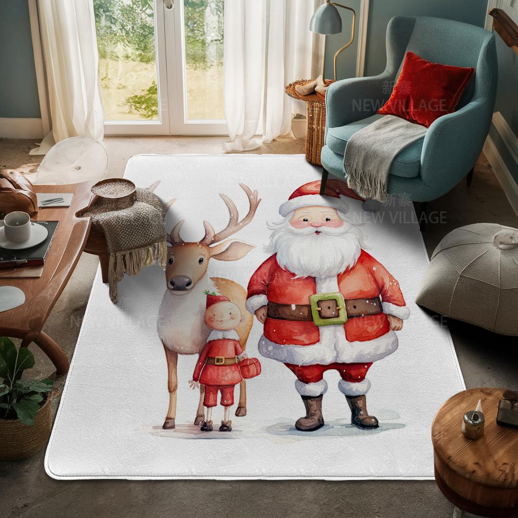 House Entrance Carpet Home Door Mat Living Room Bath Foot Bathroom Non-slip Water Absorption Rugs Bath Merry Christmas Winter